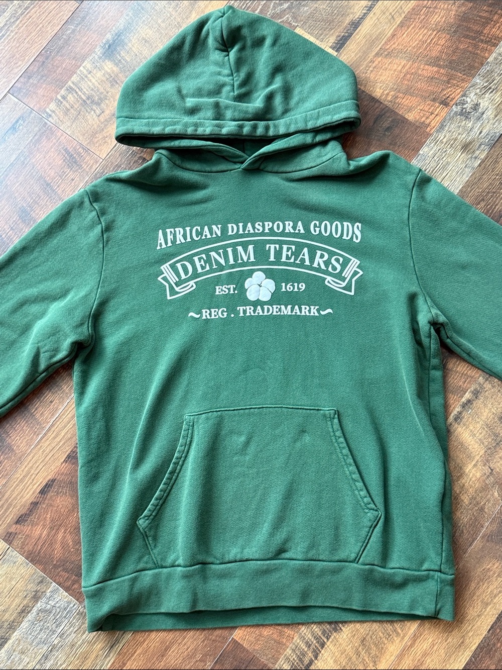 Denim Tears African Diaspora Goods Cotton Wreath Hoodie Green Size Medium